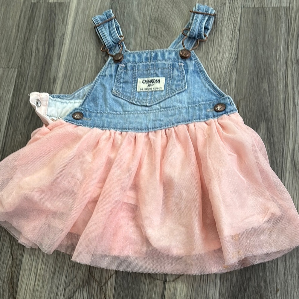 OshKosh B'gosh Blue Denim and Pink Tulle Dress